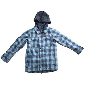 Burton Boys Uproar Snowboard Ski Jacket Insulated Plaid Room To Grow Sz L(14/16)
